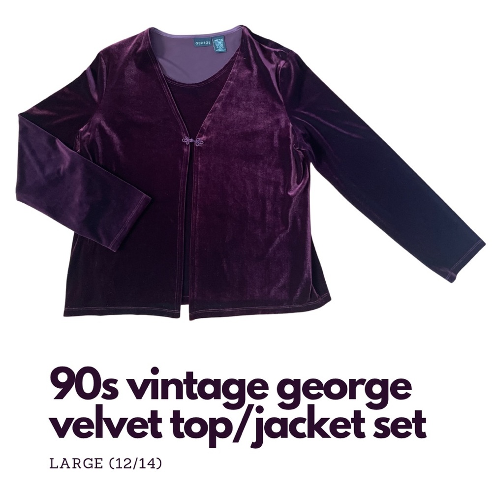 90s Vintage George - Purple Velvet Top/Jacket Set - Women's Size Large (12/14)